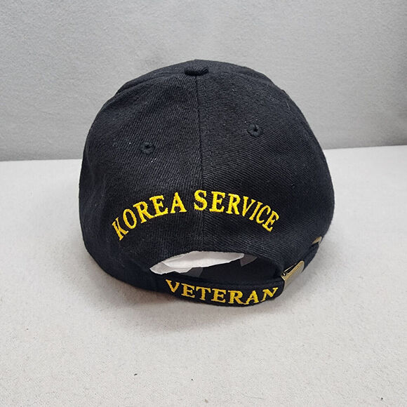 Black Korea Veteran Deluxe Low Profile Insignia Adjustable Baseball Cap - Picture 3 of 5